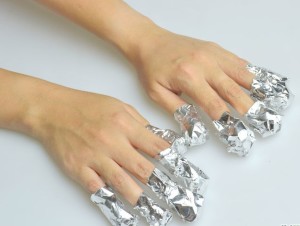 remove acrylic nails using cotton balls