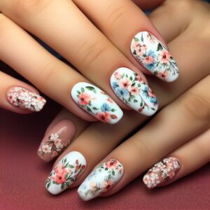 short floral nails